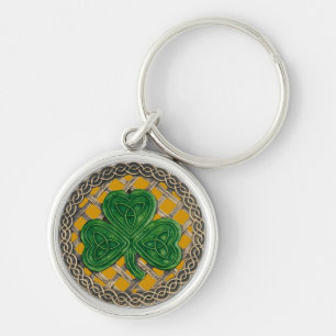Llavero Shamrock and Celtic Knots Keychain Gold