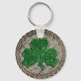 Llavero Shamrock and Celtic Knots Keychain Gray
