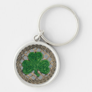 Llavero Shamrock and Celtic Knots Keychain Gray