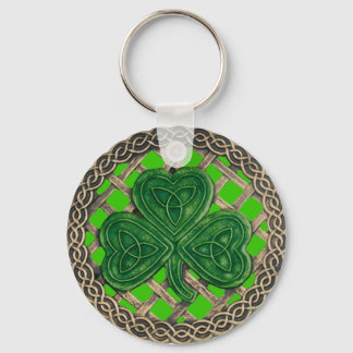 Llavero Shamrock and Celtic Knots Keychain Green