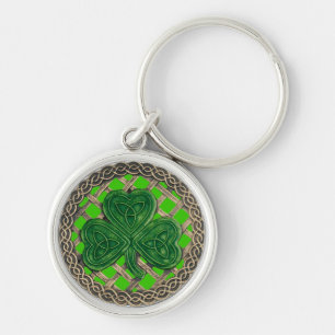 Llavero Shamrock and Celtic Knots Keychain Green