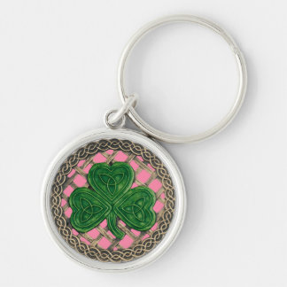 Llavero Shamrock and Celtic Knots Keychain Pink