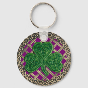 Llavero Shamrock and Celtic Knots Keychain Purple
