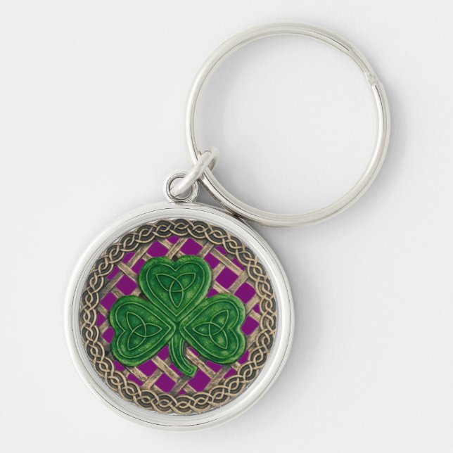 Llavero Shamrock and Celtic Knots Keychain Purple (Frente)