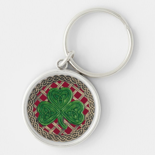 Llavero Shamrock and Celtic Knots Keychain Red (Frente)