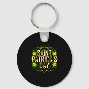 Llavero Shamrock Verde Y Saint Patricks De Oro