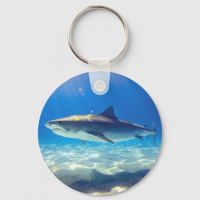 Llavero Shark Swimming Blue Ocean Water (Anverso)