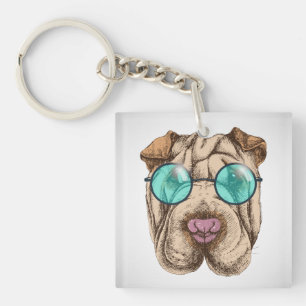 Llavero Sharpei Con Lentes De Sol