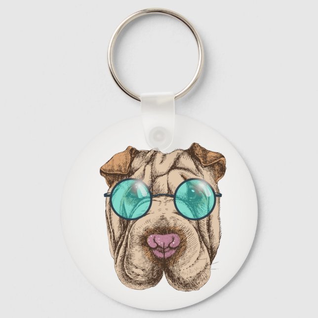 Llavero Sharpei En Gafas De Sol (Anverso)