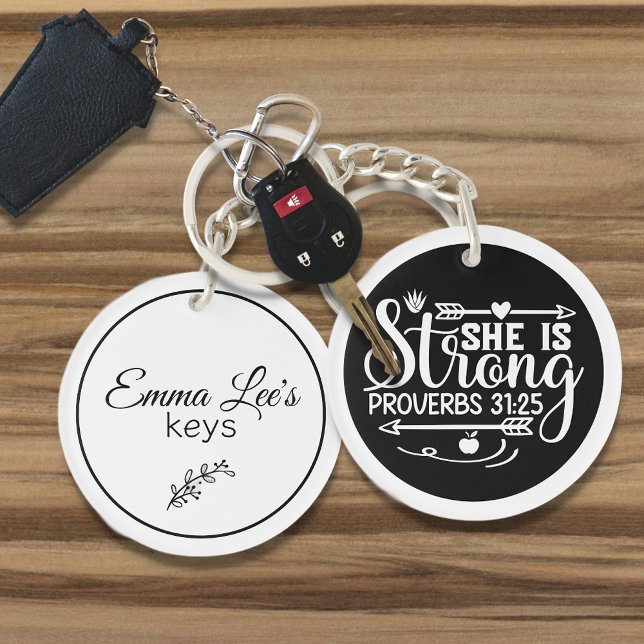 Llavero She Is Strong Proverbs Christian Quote Custom (Subido por el creador)
