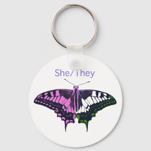 Llavero She/They Non-Binary Flag Swallowtail Butterfly