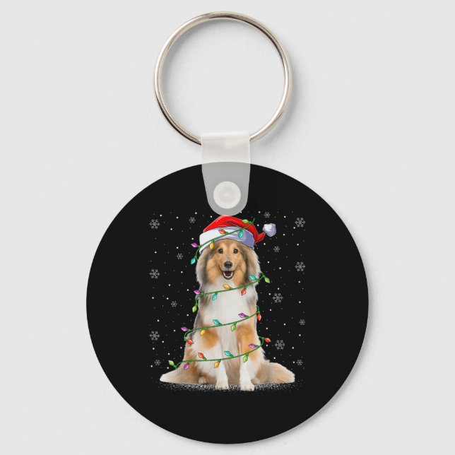 Llavero Sheltie Dog Lover Xmas Lighting Santa Sheltie Chri (Anverso)