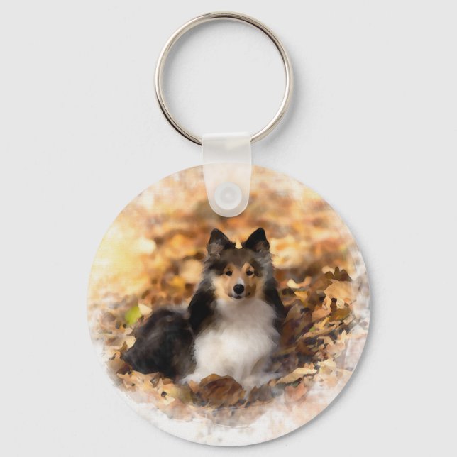 Llavero Sheltie Shetland Sheepdog Art Painting (Anverso)