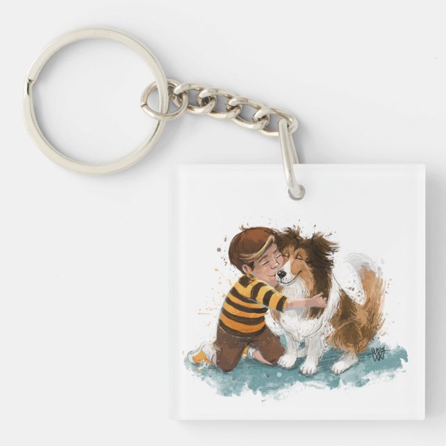Llavero Sheltie y Boy Dog Hug (Frente)
