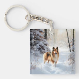 Llavero Shetland Sheepdog Deja Que Nieva Navidades