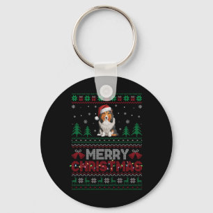 Llavero Shetland Sheepdog Dog Amantes de Santa Hat Navidad