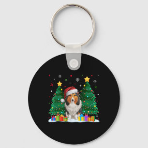 Llavero Shetland Sheepdog Dog Lover Santa Hat Fea Christin