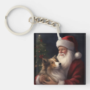 Llavero Shetland Sheepdog Santa Claus Navidades festivos