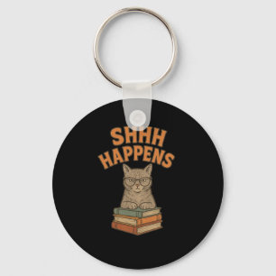Llavero Shhh Happens Funny Librarian Cat Books