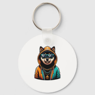 Llavero Shiba Inu con sudadera de Streetwear
