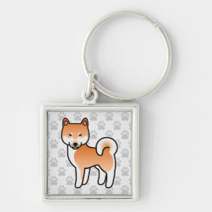 Llavero Shiba Inu de dibujos animados rojo