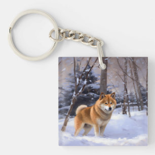 Llavero Shiba Inu Deja que nieve Navidad