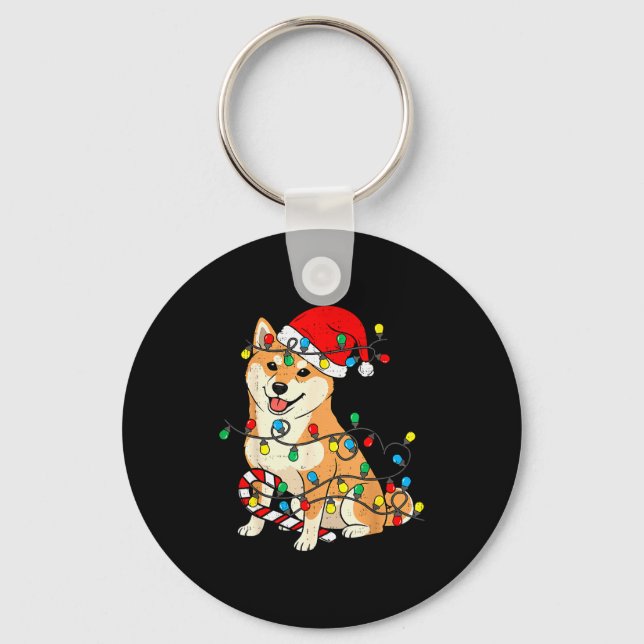 Llavero Shiba Inu Dog Christmas Lights Santa Xmas Pet Dog  (Anverso)