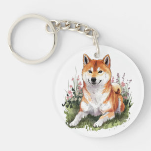 Llavero Shiba Inu Dog Colorful Keychain Watercolor Art