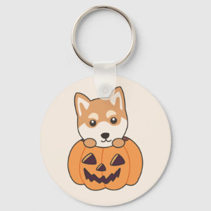 Llavero Shiba Inu En Calabaza Dulces Perros Feliz Hallowee