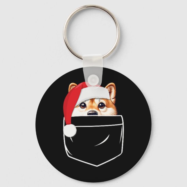 Llavero Shiba Inu Perro Santa Hat Navidades Pocas navidade (Anverso)