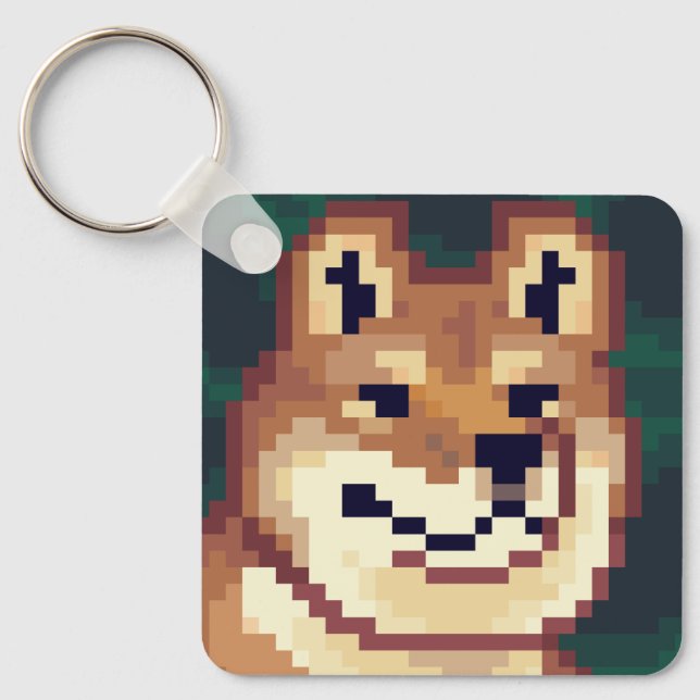 Llavero Shiba pixelart, Pixel Art, sleutelhanger (Anverso)