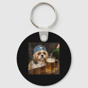 Llavero Shih Tzu bebiendo cerveza divertido meme de perro