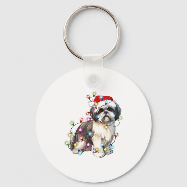 Llavero Shih Tzu Dog Christmas Lights Xmas Cute  (Anverso)