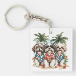 Llavero Shih Tzu Dogs con Camisetas hawaianos