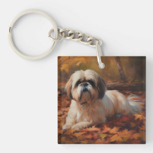 Llavero Shih Tzu en Otoño Hojas Caídas Inspiran