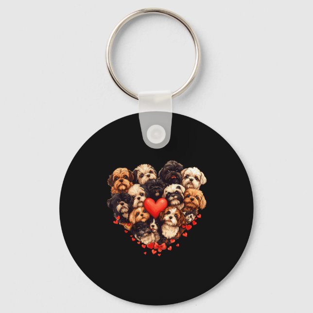 Llavero Shih Tzu Heart-shaped Cute Shih Tzu Valentines Day (Anverso)