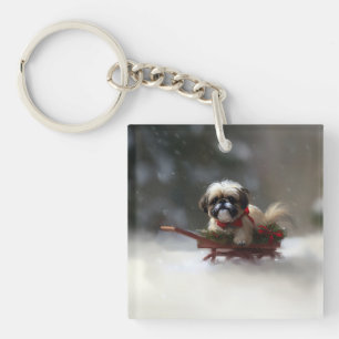 Llavero Shih Tzu Navidad nieve invierno