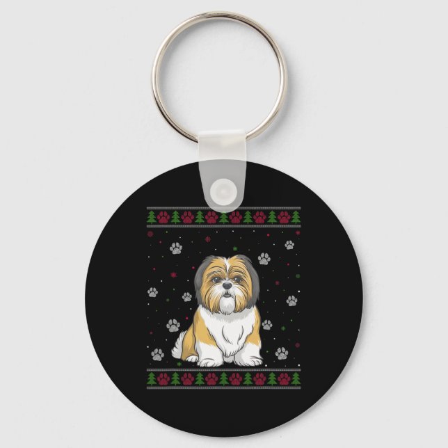 Llavero Shih Tzu Navidades Sweater Xmas Mascota Animal Dog (Anverso)