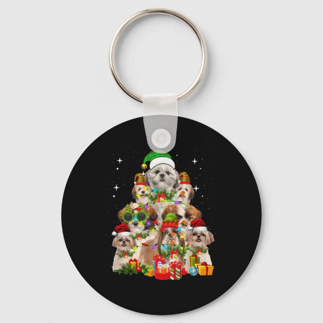 Llavero Shih Tzu Perro Árbol de Navidad (Anverso)