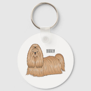 Llavero Shih tzu personalizado de pelo largo ilustracion