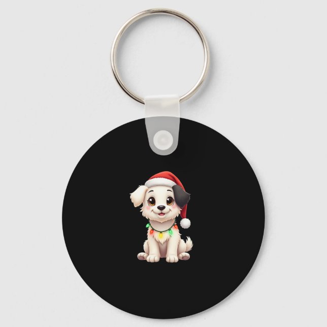 Llavero Shih Tzu Santa Christmas Tree Lights Xmas Dog Love (Anverso)