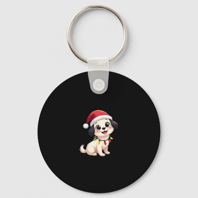 Llavero Shih Tzu Santa Christmas Tree Lights Xmas Dog Love (Anverso)