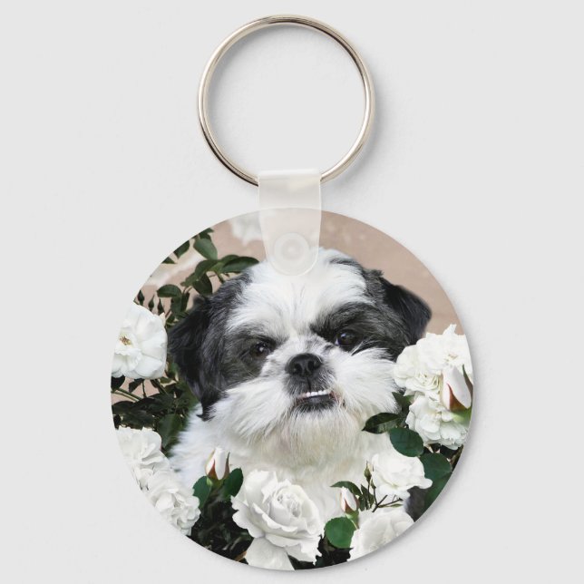 Llavero Shih Tzu y rosas (Anverso)