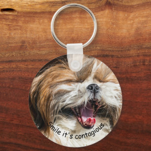 Llavero Shih tzu yawning sonriendo personalizar de texto