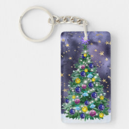 Llavero Shiny Christmas tree with bright colored baubles