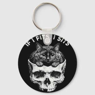 Llavero Si cabe me siento calavera de gato negro humor min