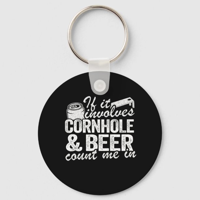 Llavero Si Implica Cerveza De Cornhole, Cuéntame En Bolsa  (Anverso)