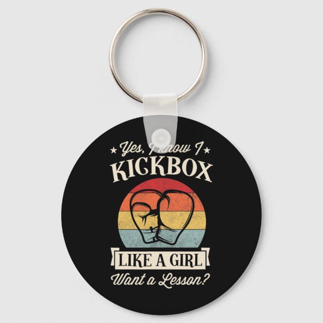 Llavero Sí, sé que practico kickboxing como una chica, ¿qu (Anverso)