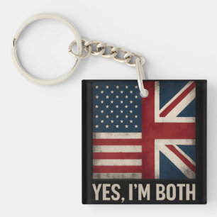 Llavero Sí, soy ambas banderas estadounidense y británica