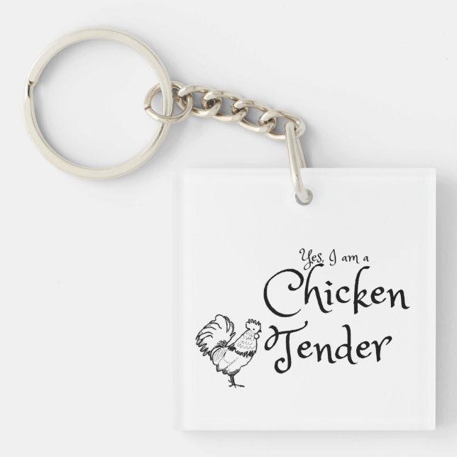 Llavero Sí, soy una oferta de pollo con esquema de gallo (Frente)